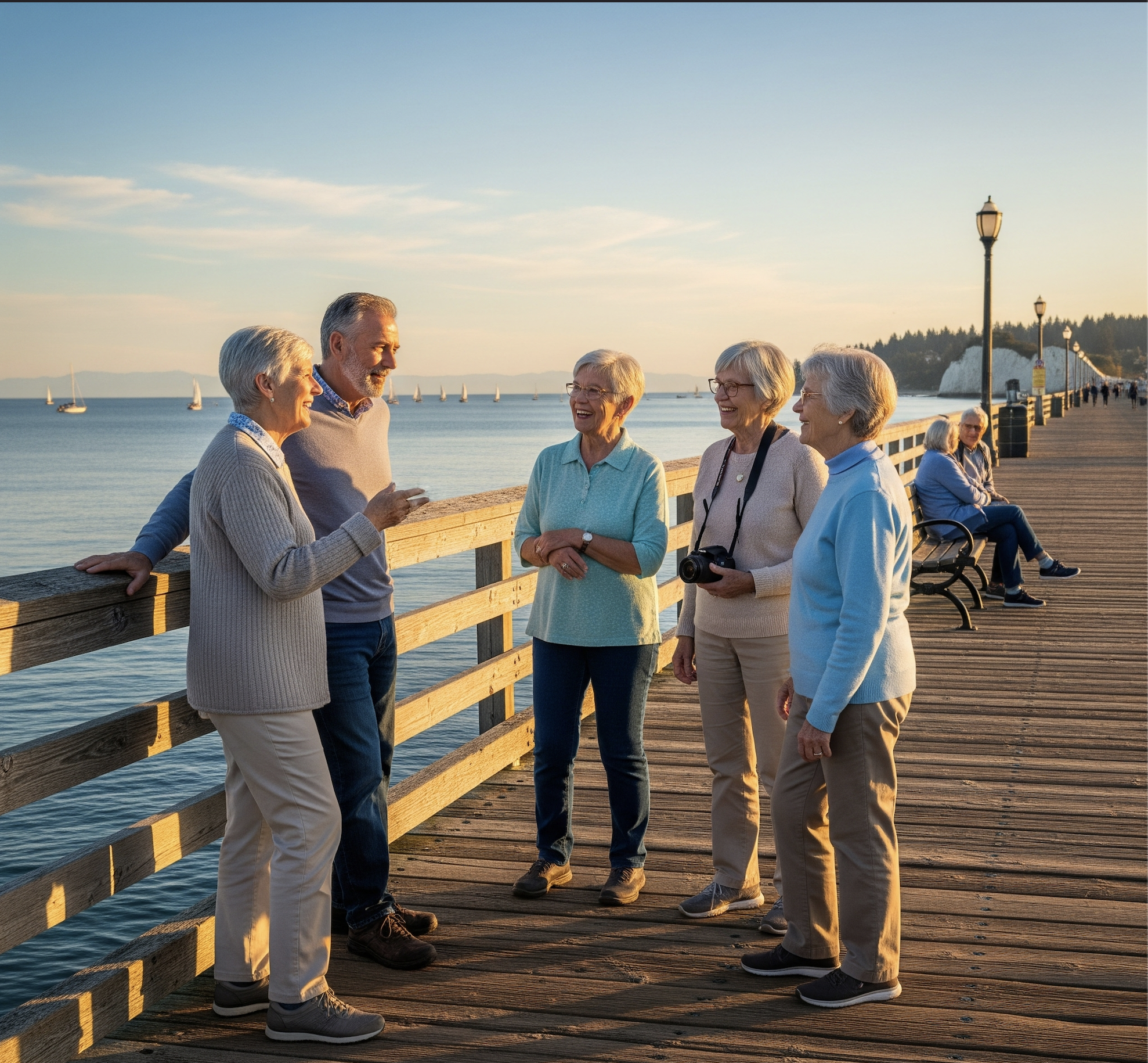 Active older adults on the White Rock pier